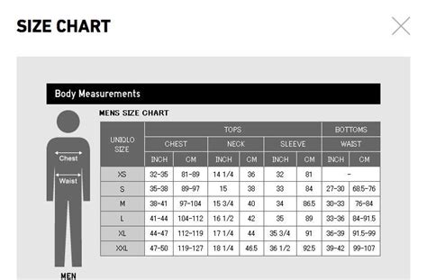 uniqlo unisex size chart.